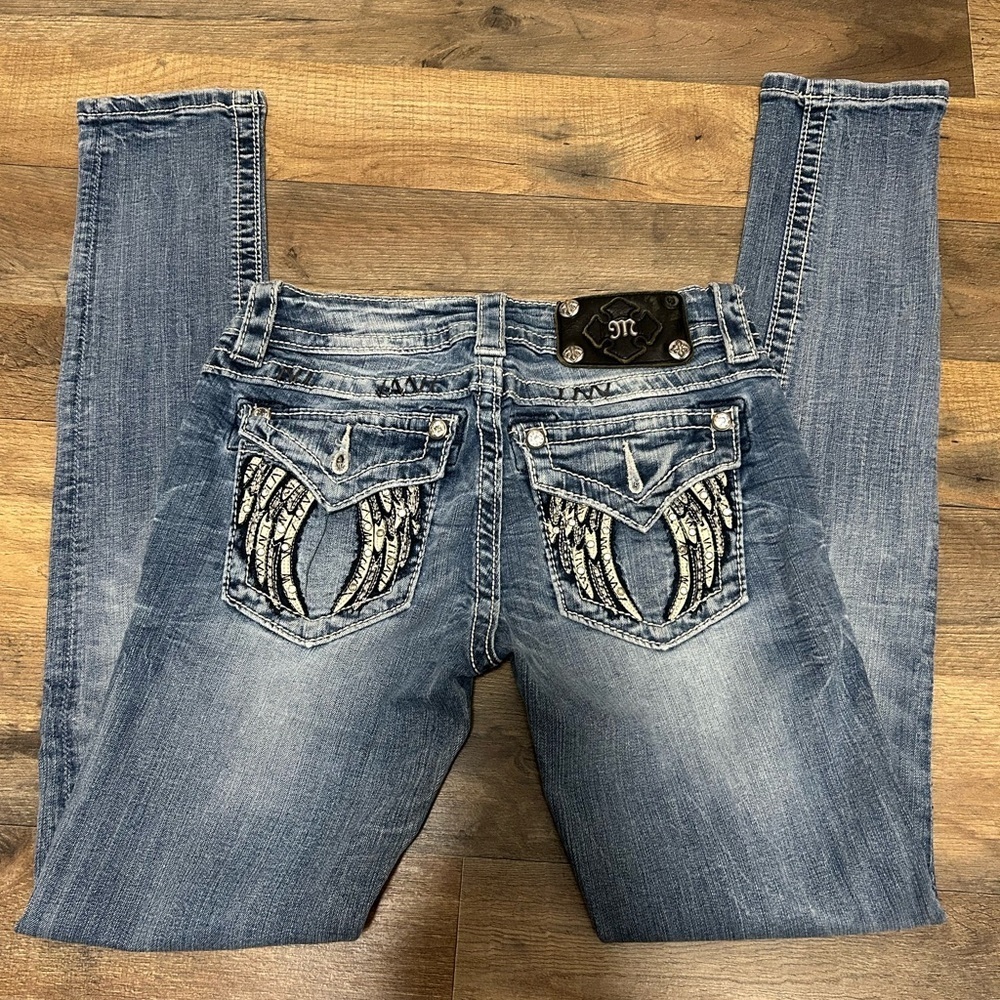 Miss Me Y2K Women's Blue Skinny Jeans with Embellished Pockets